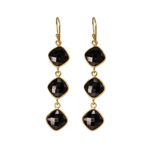 925-Solid-Sterling-Silver-Gold-Plated-Black-Onyx-Earrings