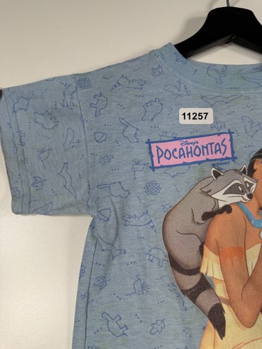 Vtg Sun Sportswear Kids Girls Disney Pocahontas Graphic T Shirt Blue Sz M 5-6 - Picture 5 of 17