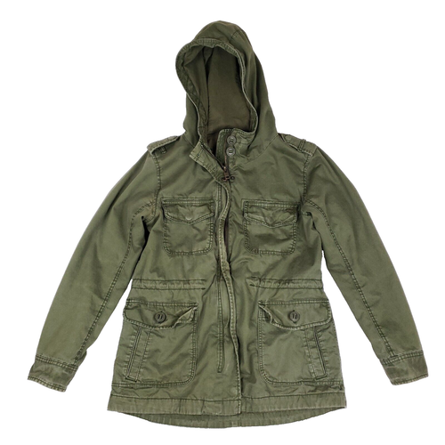 American Eagle Utility Hooded Jacket M Army Green Militarycore Cargo Pockets