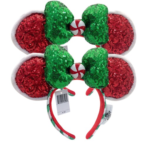 Disney-Parks Peppermint Candy Cane Ears 2020 Rare Edition Christmas Headband 2Pc - Picture 5 of 9
