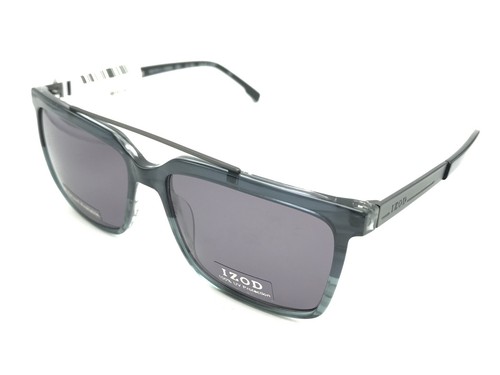 IZOD IZ 789 Men's Black Gray Fade Square Sunglasses Gray Lenses 55-16 145 NEW - Picture 8 of 11