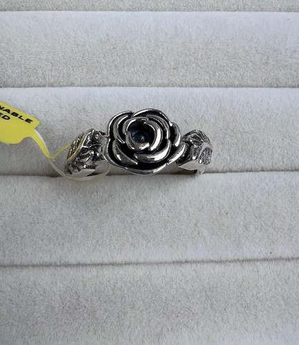 NWT Sterling Silver Signed 925 Full Rose Petals Leaf Design Ring Size 9 Unisex