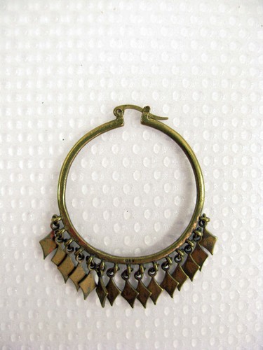Single Copper Brass Diamond Dangle Earring - Picture 2 of 3