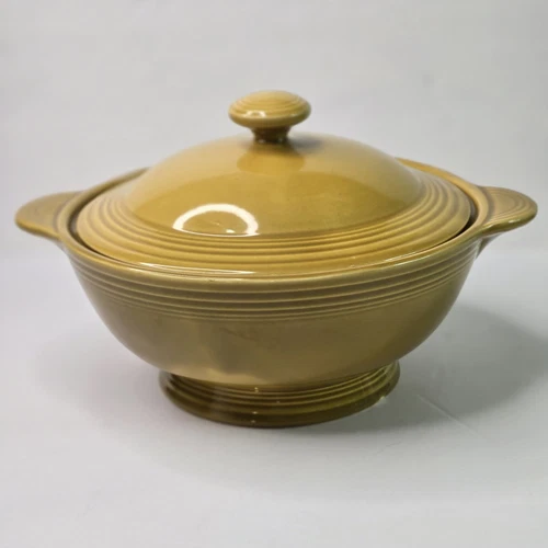 RARE Fiesta Antique Gold Covered Casserole Dish Vintage Ironstone Line 1969-1973