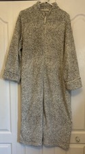 Oscar de la Renta Womens Animal Print Plush Midi Bathrobe Zip L/XL