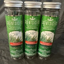 ScentSicles White Winter Fir Scented Ornaments with Hooks Lot Of 3 (Bottle of 6)