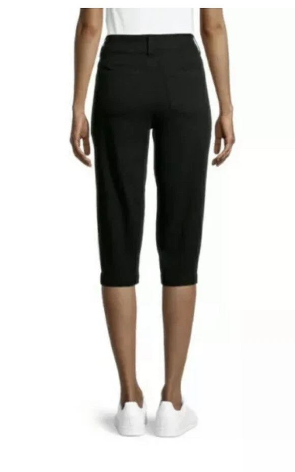 Time and Tru Women s Capri Pants Woven Pull On Black Size S 4 6
