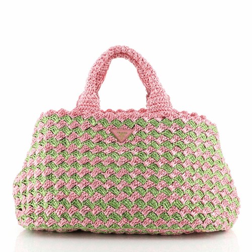 Prada Canapa Tote Raffia Crochet Large