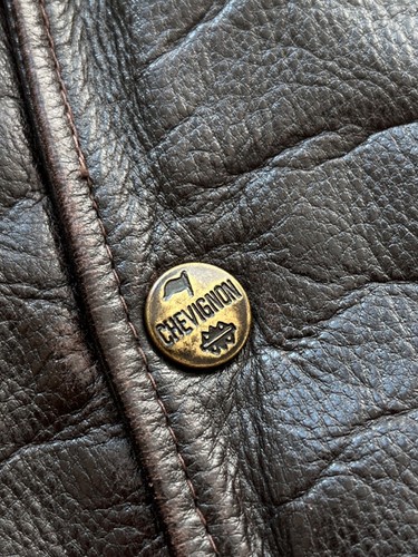 Rare CHEVIGNON flying wear leather jerkin bomber jacket brown vintage size L - Picture 7 of 20