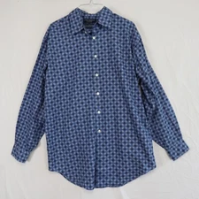 Daniel Cremieux Shirt Mens Medium Fine Italian Fabric Button Up Blue Long Sleeve