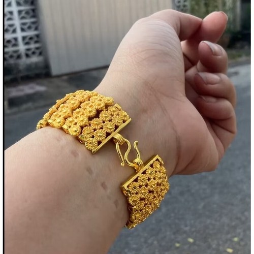 Set Cuore Fiore22K 23K 24K Thai Placcato Oro Giallo Collana Ciondolo Donna Ragazza - Foto 3 di 7