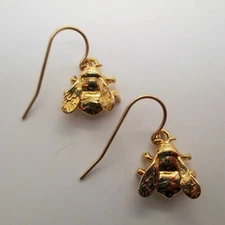 Sterling Silver BEE EARRINGS Gold Vermeil NEW Vintage INSECT Brown County Silver