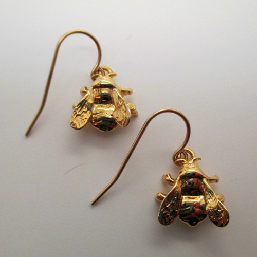 Sterling Silver BEE EARRINGS Gold Vermeil NEW Vintage INSECT Brown County Silver - 第 1/6 張圖片
