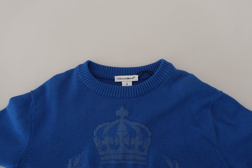 DOLCE & GABBANA Kids Sweatshirts Blue Cotton DG Crown Print s. Tag 3 years $880 - Picture 3 of 6