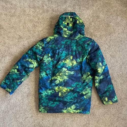 Columbia Winter Jacket Hooded Puffer Coat Camo Green Blue L - Picture 8 of 9