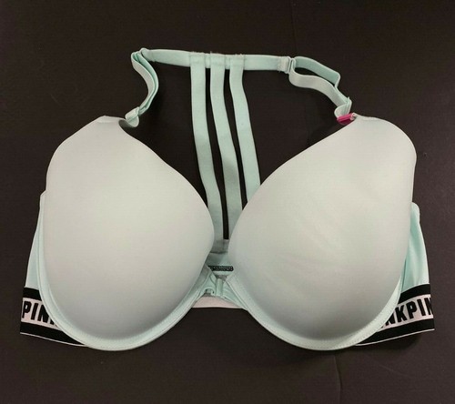 Victoria's Secret PINK Wear Everywhere Padded Push Up Bra Turquoise Strappy - Picture 3 of 4
