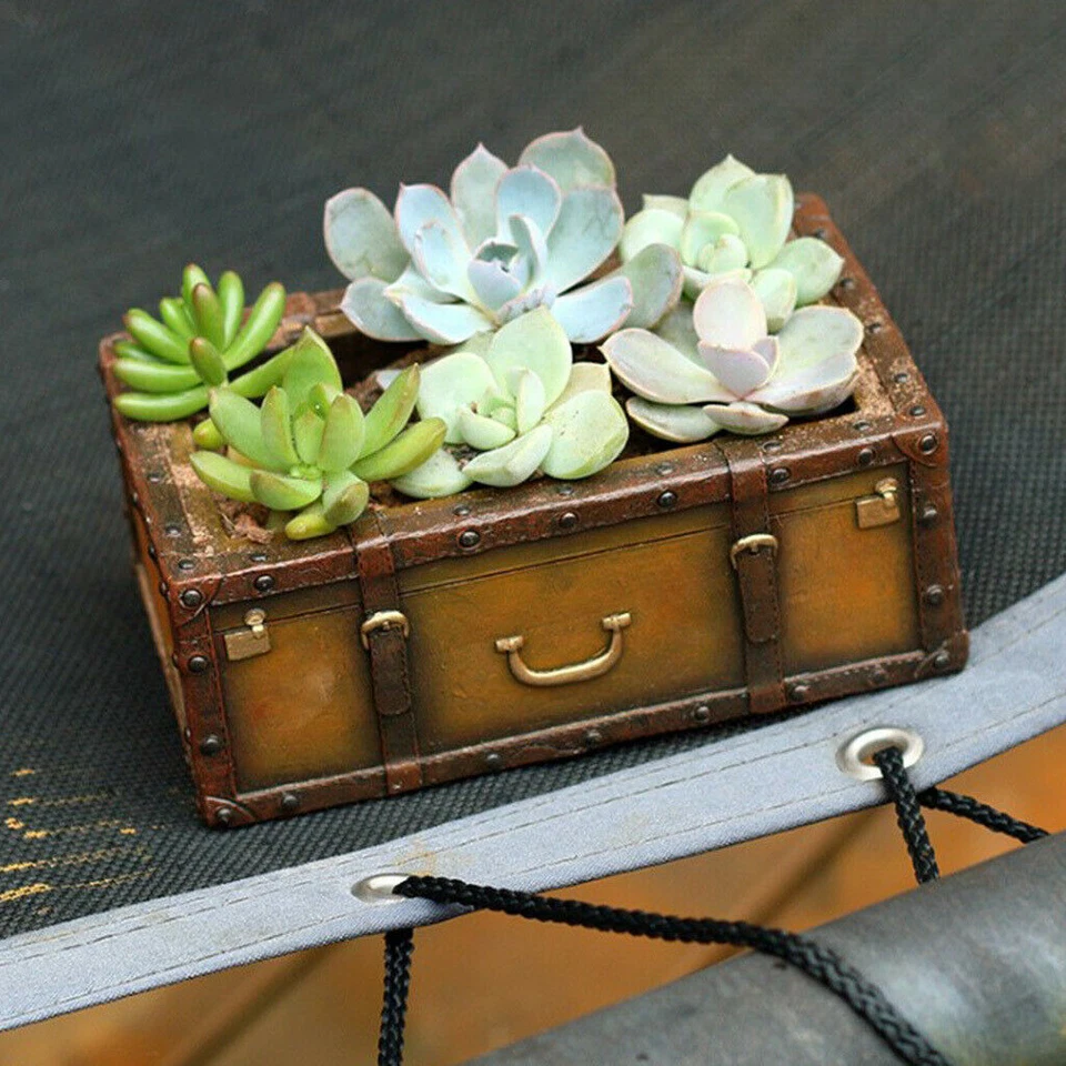 Decorative Garden Flower Resin Suitcase Retro Succulent Cactus Planter Pot - Image 3 of 3