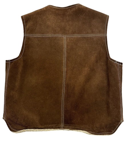 Chaleco Vintage Años 70 Sears Gamuza Sherpa Forrado de Oveja Botones Talla L Hecho en EE. UU. - Imagen 2 de 7