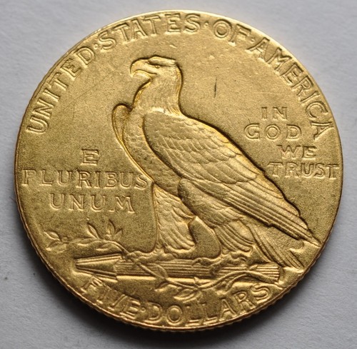 1909 USA FIVE GOLD DOLLARS INDIAN HEAD - Picture 2 of 2