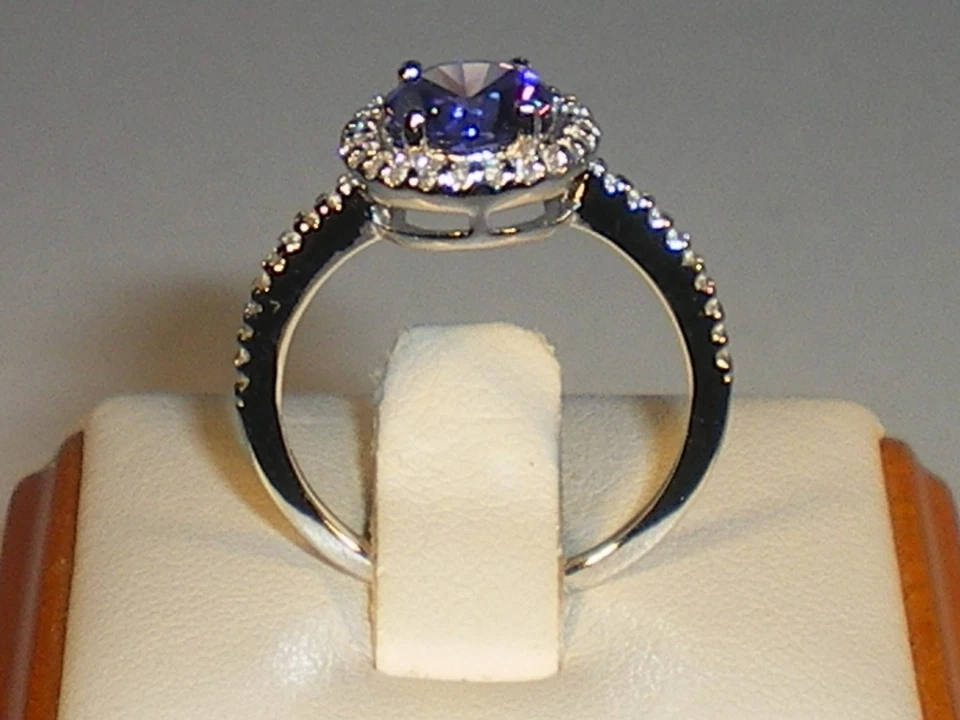 Donna argento 925 con tanzanite e zaffiro anello a grappolo - Immagine 4 di 4