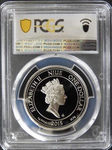 2015 Niue $1 Aureus Neptune PCGS PR70DCAM QE2 RGUTH012 - Picture 4 of 4