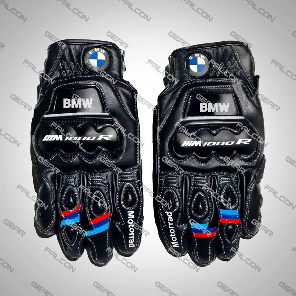 Luvas de couro de corrida de motocicleta M1000R BMW Motorrad, luva de corrida de motocicleta BMW - Imagem 2 de 4