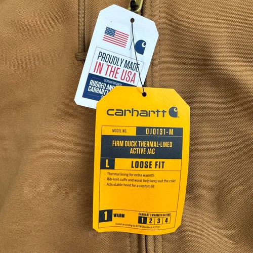 Carhartt Herren 2XL Thermo Gefüttert Duck Active Kapuze Hellbraun Arbeitsjacke Mantel J131 - Bild 4 von 5