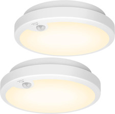 2-Pack Wireless Motion Sensor LED Ceiling Lights, 3000K, 400LM, Battery Operated