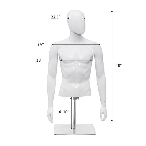 Männliche Schaufensterpuppe realistisch Kunststoff Halbkörper Kopf drehen Kleid Display weiß - Bild 2 von 6