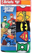 DC Justice League Logos 5 Pack Boys' Briefs Size 6 Batman Superman 100% Cotton