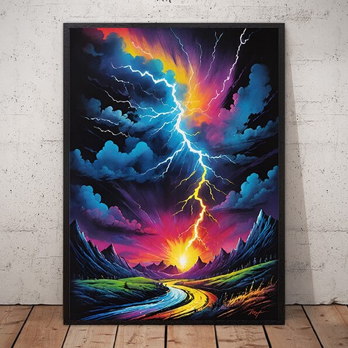 Stormy Lightning Landscape Wall Art Poster Print Gift – Dramatic Nature Scenery - Picture 3 of 6