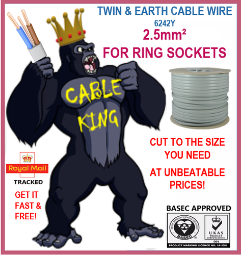 TWIN & EARTH Electric Sockets Cable Wire 2.5mm 6242Y FAST FREE DELIVERY