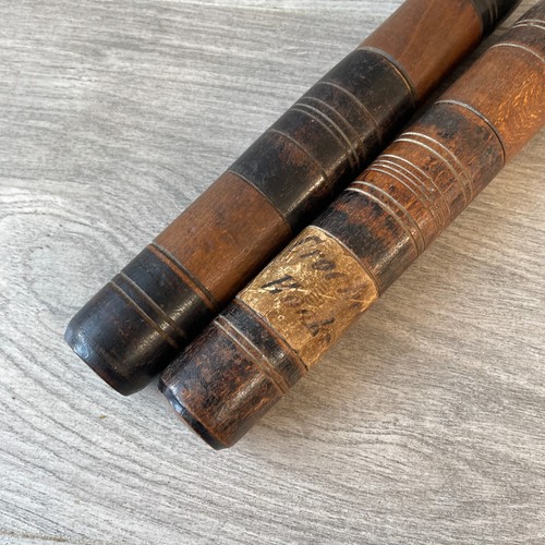 2x Estuche de madera antiguo tubo de ganchillo para almacenamiento de costura vintage - Imagen 4 de 5