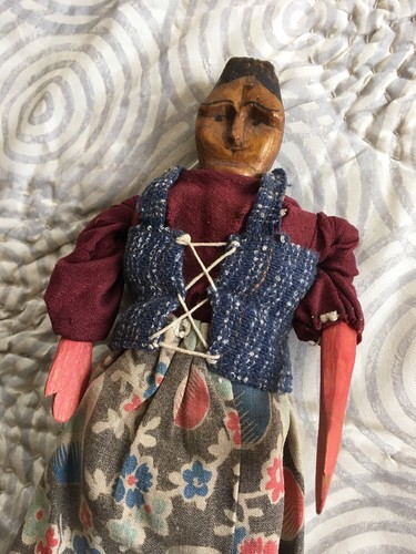Muñeca Poppet mujer indígena Apalaches arte popular tela madera antigua rara - Imagen 2 de 8