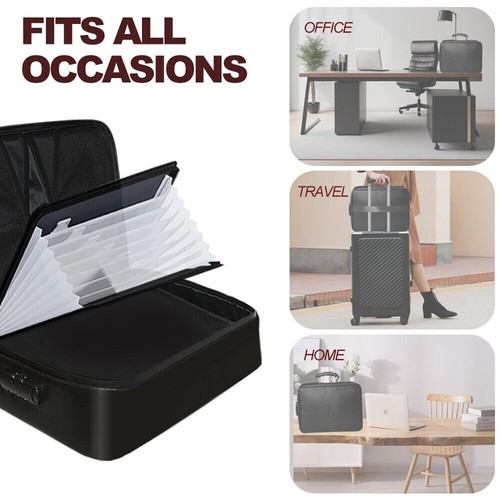Fireproof Document Box A4 File Storage Bag Organiser Waterproof Safe Bag & Lock - Picture 13 of 14