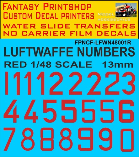 GERMAN LUFTWAFFE MULTICOLOURED CODE NUMBERS DECALS TRANSFERS MODEL KIT PLANES - Picture 8 of 34