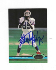 Signed STEPHEN BAKER New York Giants 1991 Topps Stadium Club Card #252 w/COA