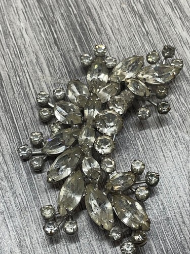 Weiss Brooch Pins set of 3 Rhinestone Brooch Pins 1" 2 1/2" Clear vintage - Picture 19 of 22