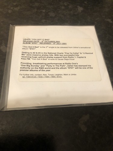Usher – You Got It Bad - 2 Track PROMO CD Single Arista - Picture 2 of 2