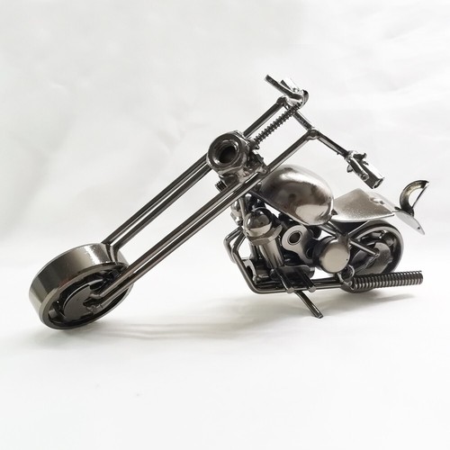 Scrap Metal Sculpture Model Chopper Motorcycle Toy Collection Motorbike Folk Art - Picture 18 of 24