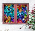 3D Blue Abstract ZHUB582 Window Film Print Sticker Cling Stained Glass UV Block