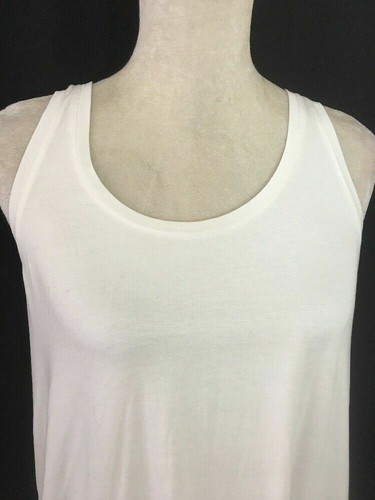 Vince Label Brand Womens Solid White Scoop Neck Modal Spandex Tank Top Large - 第 2/7 張圖片