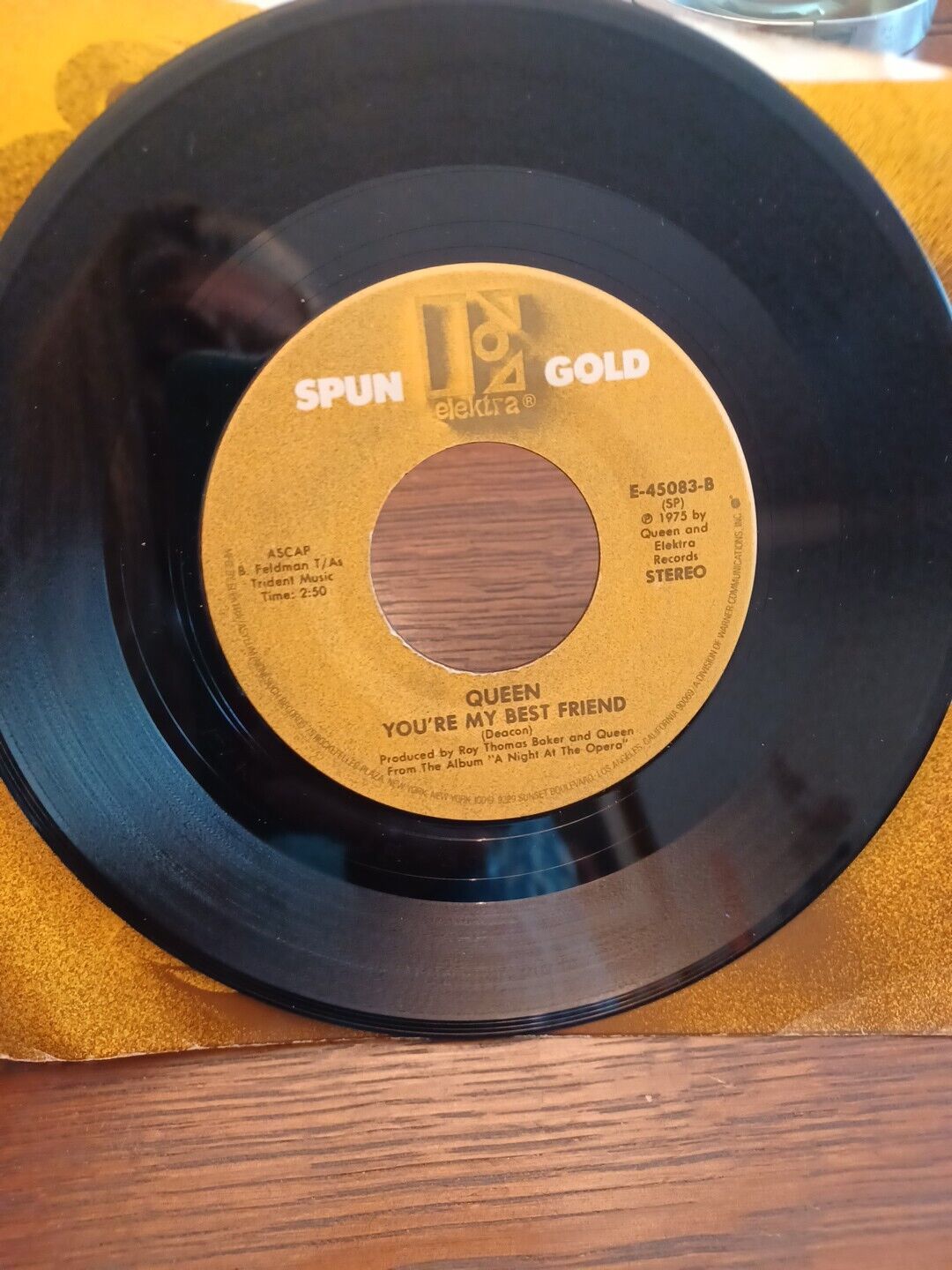 Queen 45 RPM 7" Record You're My Best Friend / Bohemian Rhapsody Spun Gold 1975