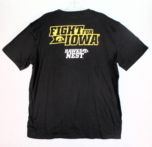 Authentic Iowa Hawkeyes Fight For Iowa Hawks Nest Mens Black TShirt Size Large - Picture 3 of 4