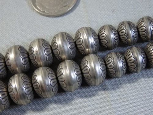KEWA Tenorio Stamped Navajo DESERT PEARLS Sterling Silver 26.5" NECKLACE onChain - Picture 9 of 13