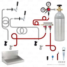 2 Tap Ball Lock Kegerator Conversion Kit for Home Brewing Corny Kegs + 5lb CO2 T