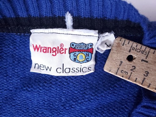 Wrangler Vintage Blue Red Academic Cardigan Sweater Junior Large - Picture 3 of 13