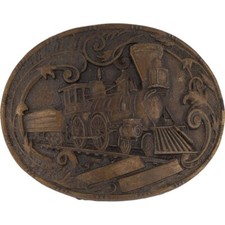 Train Steam Locomotive Railroad Railway Rr Rail Travel 80s Vintage Belt Buckle