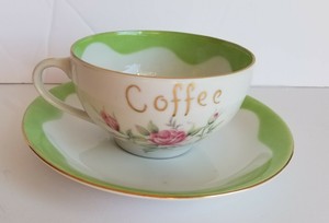 Lefton China Oversized Coffee Grandma Bone Cup Saucer Oversized Coffee Grandma Bone China Cup