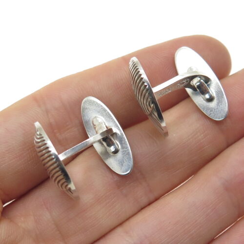 GEORG JENSEN 925S Sterling Silver Vintage Denmark Shell Modernist Cufflinks #66 - Picture 2 of 8